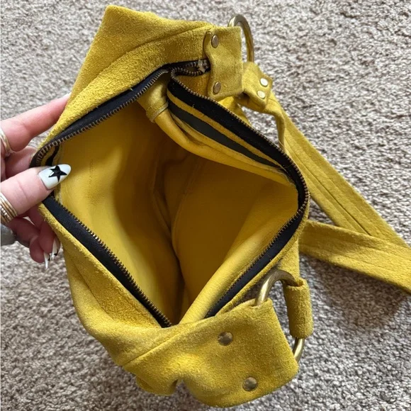 Y2K Yellow Suede Shoulder Bag - Picture 3 of 4